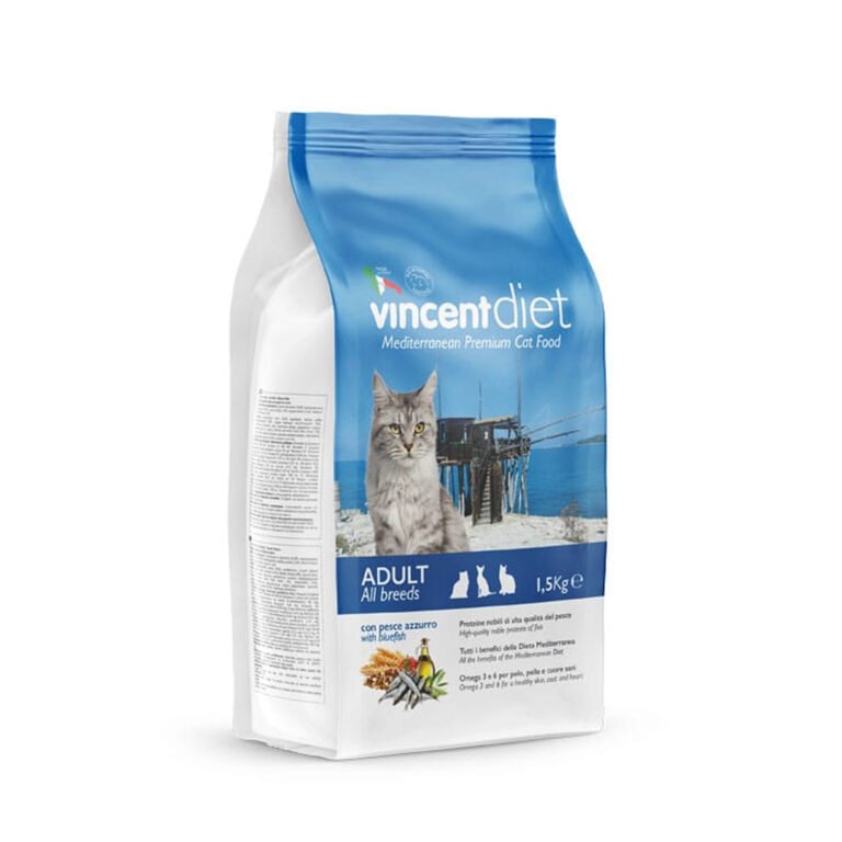 Vincent Diet sausas maistas katėms su mėlynąja žuvimi 1,5 Kg