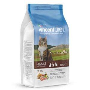 Vincent Diet sausas maistas katėms su vištiena 1,5 kg