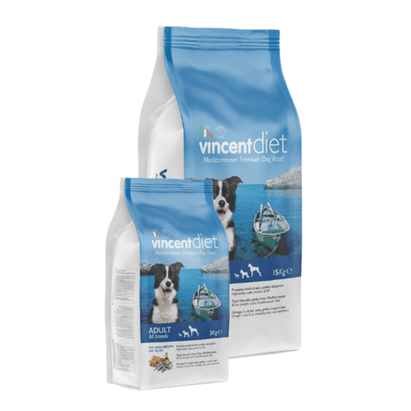Vincent Diet suaugusių šunų sausas maistas su žuvimi 3 kg