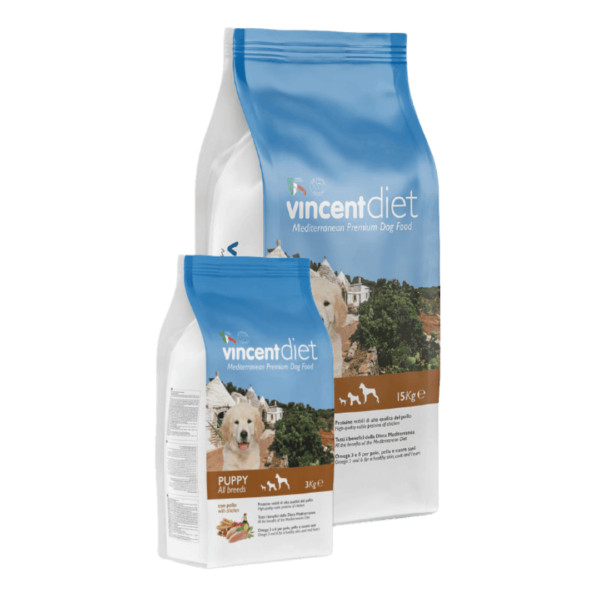 Vincent Diet jaunų šuniukų sausas maistas su vištiena