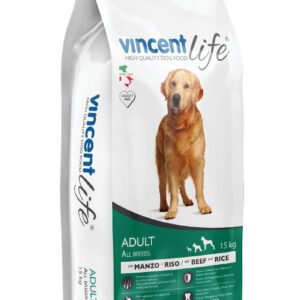 Vincent Life Adult – šunų pašaras su jautiena ir ryžiais | 15 kg maišas